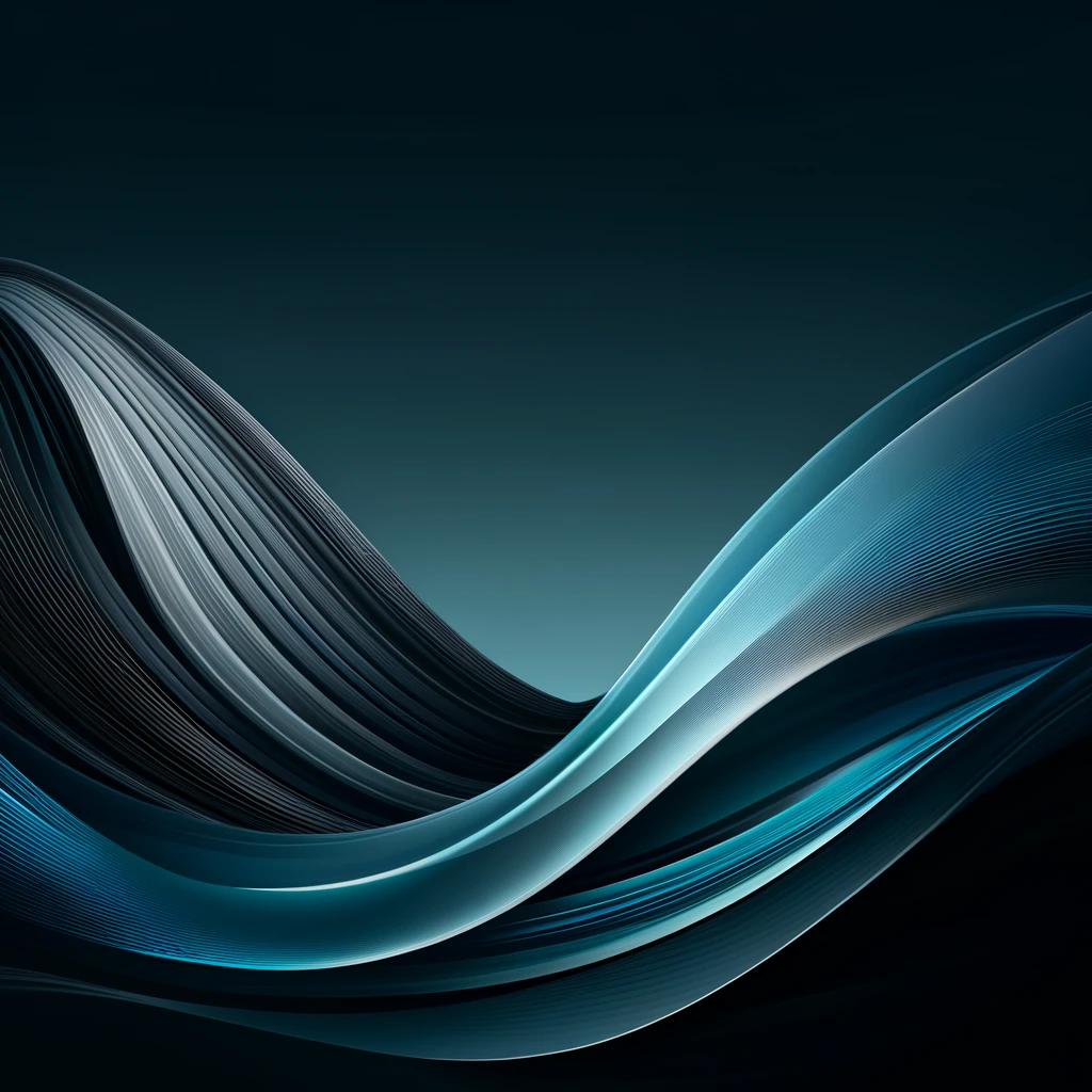 DALL·E 2025-02-07 11.03.36 - An abstract digital art background with smooth, flowing dark blue and cyan gradient curves that create a wave-like pattern. The design is sleek, moder